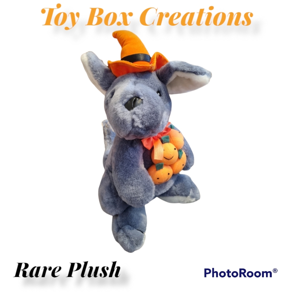 Toy Box Creations 1990s RARE Halloween 12" Kangaroo with Pumpkins Plush